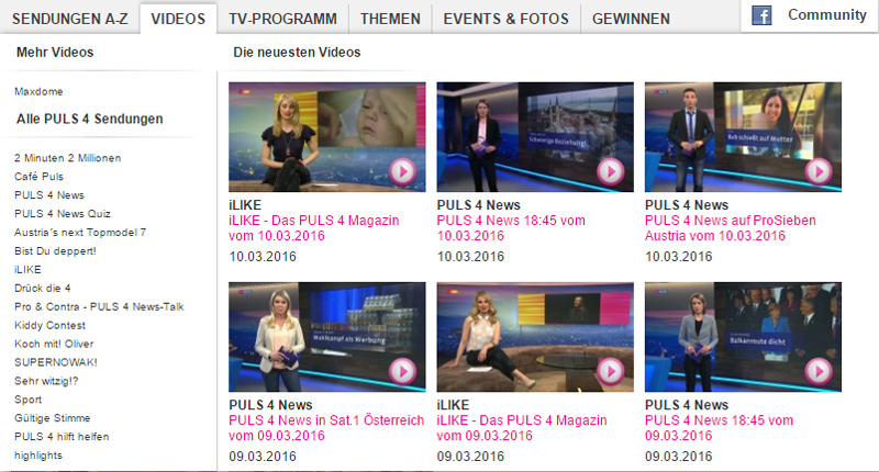 MPEG-DASH live streaming - puls4