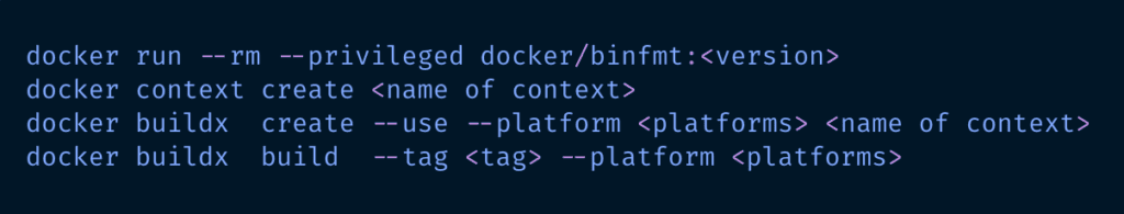 x86 to ARM_compiling Docker Tag platform commands with buildx_code snippet