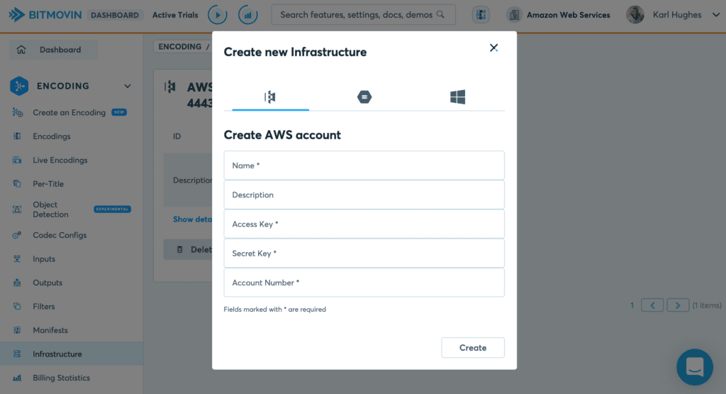 Creating a new AWS Per-Title Encoding Infrastructure_Bitmovin Dashboard_Screenshot