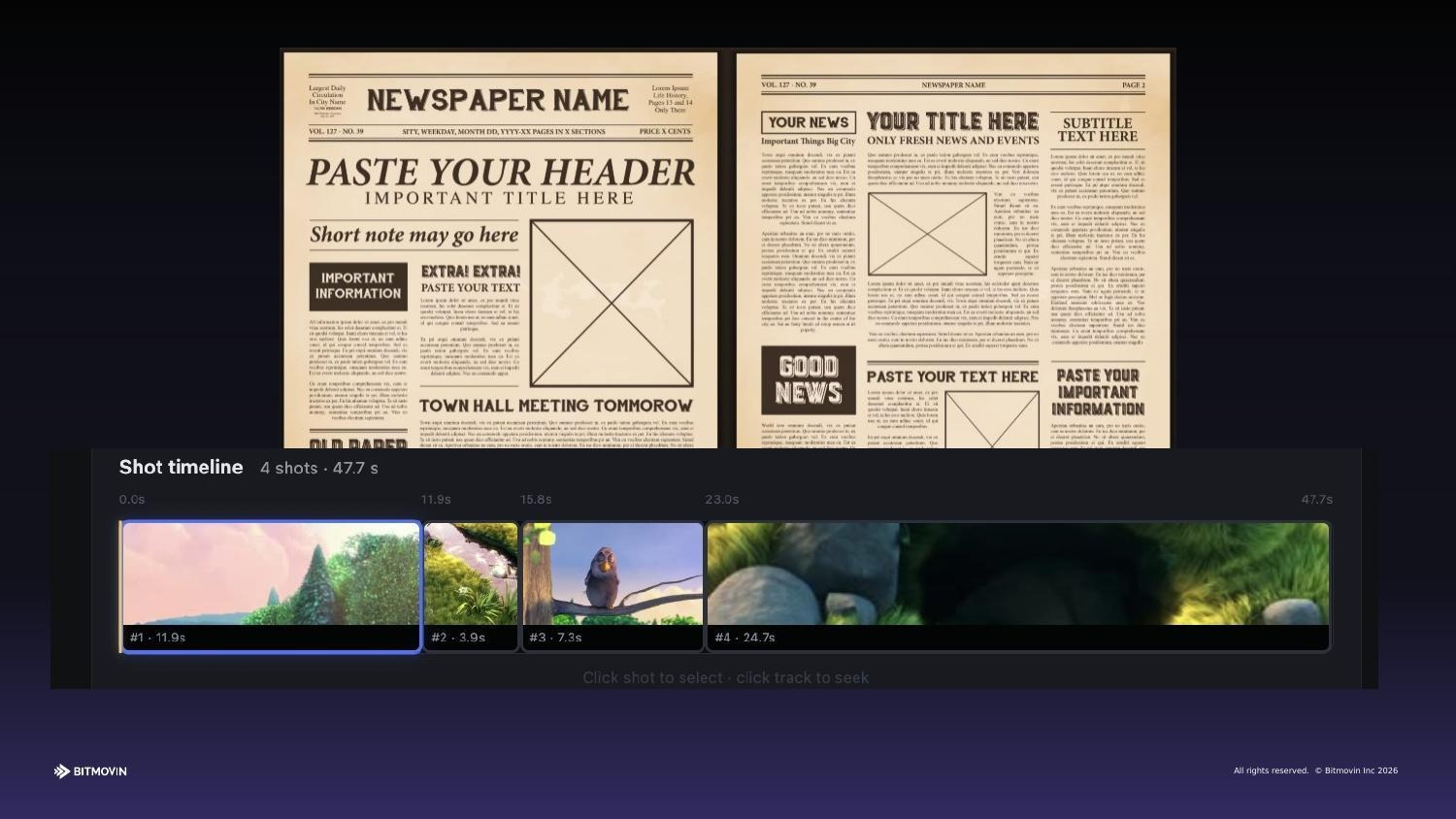 Creation dashboard shot timeline